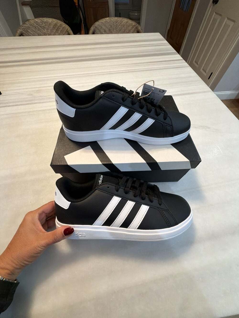 Adidas Grand Court 2.0 K Size W7 Black White Sneakers